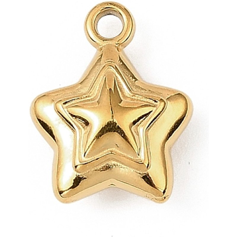 Charms en acier inoxydable 304, étoile, sans nickel, plaqué ioniquement — Breloques et pendentifs