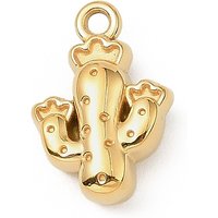 Pendentif Cactus en Acier Inoxydable 304, Plaqué Or 18K, Sans Nickel