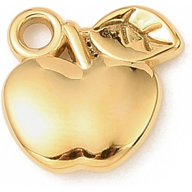 Pendentif en Acier Inoxydable 304 en Forme de Pomme, Plaqué Or 18K, Sans Nickel — Breloques et pendentifs