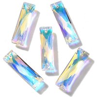 Pendentifs en verre rectangulaires, couleur AB, facettés, clair AB