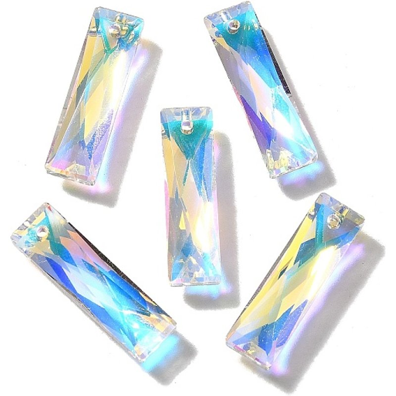 Pendentifs en verre rectangulaires, couleur AB, facettés, clair AB — Breloques et pendentifs