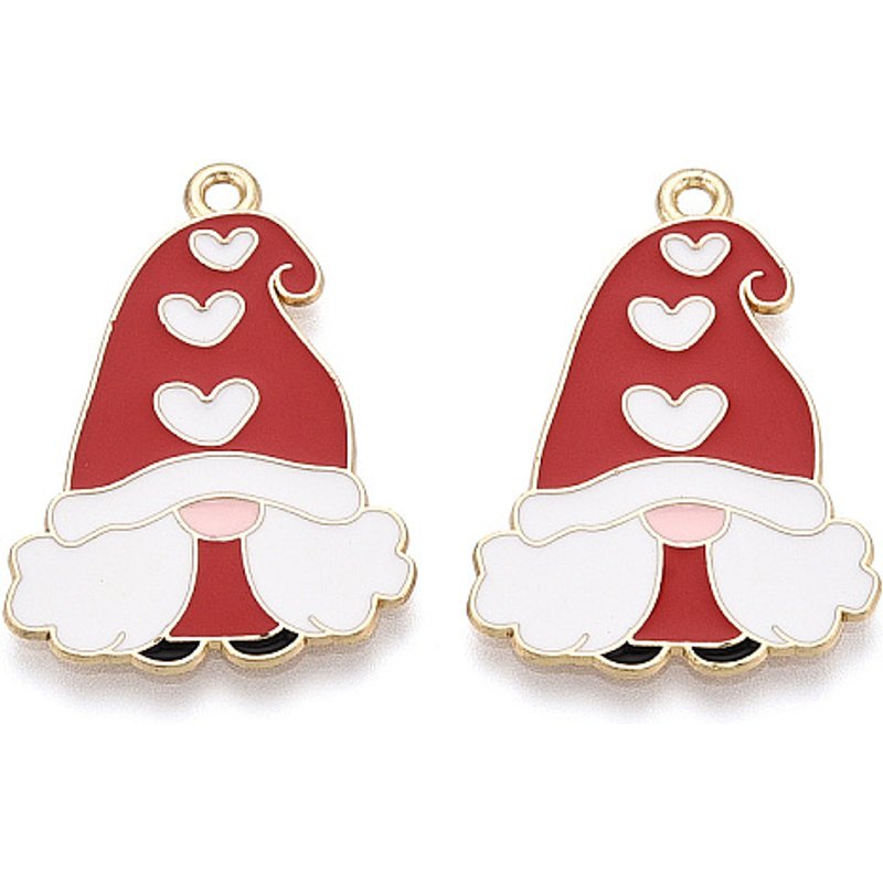 Pendentif de Noël avec Cœur en Or Clair et FireBrick — Breloques et pendentifs