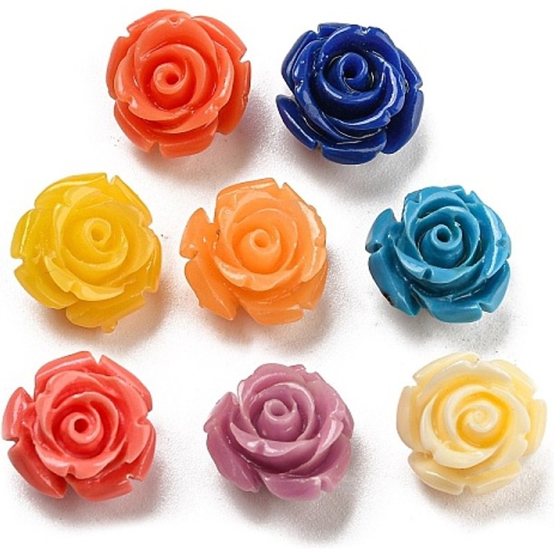 Perles de corail synthétique, teintes, rose, couleur mixte, 11.5x5mm — Perles à bijoux