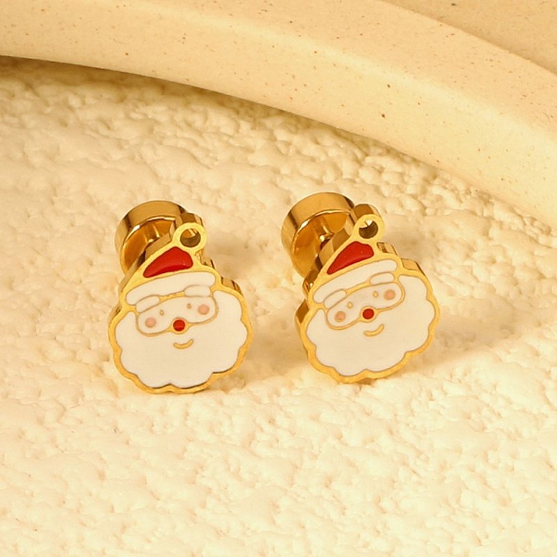 Boucles d'oreilles en acier inoxydable Santa Claus pour Noël — Bijoux fantaisie