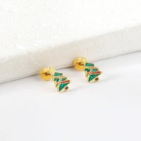 Boucles d'oreilles en acier inoxydable Noël, arbre de Noël doré — Bijoux fantaisie