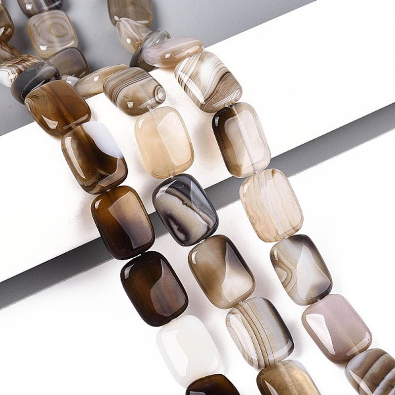 Natural Agate Beads Strands, Dyed Rectangle, Camel, 22pcs/strand — Jewelry Beads
