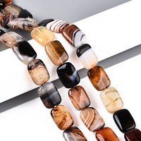 Brins de perles d'agate naturelle, teintées, rectangle, 22pcs