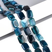 Fil de perles d'agate naturelle teintées, rectangle, bleu acier, 22pcs