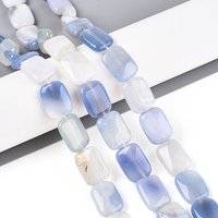 Brins de Perles d'Agate Naturelle, Teintes, Bleu Clair, Rectangle, 22pcs — Perles à bijoux