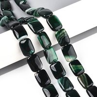 Brins de perles en agate naturelle teintée, vert foncé, rectangle, 22pcs