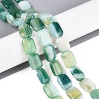 Fil de perles d'agate naturelle teintées, rectangle, vert mer clair — Perles à bijoux