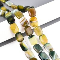 Brins de perles d'agate naturelle, teintées, rectangle, vert jaune