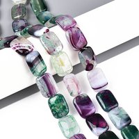 Brins de perles d'agate naturelle teintées, rectangle, vert mer, 22pcs — Perles à bijoux