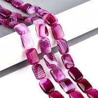 Fils de perles en agate naturelle teintées, rectangle, camélia, 22pcs