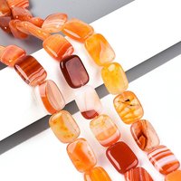 Brins de perles d'agate naturelle teintées, rectangle corail, 22pcs — Perles à bijoux