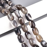 Brins de perles d'agate naturelle, teintées, en baril, grises, 16-18x12-13.5mm — Perles à bijoux