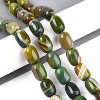 Fil de perles d'agate naturelle teintées, baril jaune-vert, 15,35 pouces