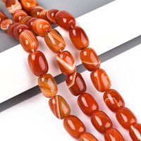 Brins de perles d'agate naturelle, teintées, forme baril, corail