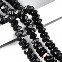 Brins de Perles en Agate Naturelle, Teintées, Facettées, Rondelle, Noires — Perles à bijoux