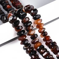 Brins de perles d'agate naturelle, teintées, facettées, rondelles, brun saddle — Perles à bijoux