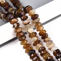Brins de perles d'agate naturelle, teintées, facettées, rondelles, camel — Perles à bijoux