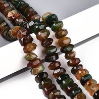 Fil de perles en agate naturelle teintée, facettée, rondelle verte — Perles à bijoux