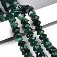 Brins de perles d'agate naturelle, teintées, facettées, vert foncé, 40-41pcs — Perles à bijoux