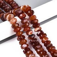 Fil de perles d'agate naturelle, teintées, facettées, rondelle, Sienna