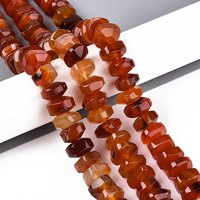 Brins de Perles d'Agate Naturelle, Teintes Facettées Rondelle, Rouge Orange — Perles à bijoux