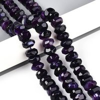 Brins de perles en agate naturelle, teintées, facettées, rondelles, indigo — Perles à bijoux