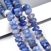 Fils de Perles d'Agate Naturelle, Teintes, Facettées Rondelle, Bleu Cérulean — Perles à bijoux