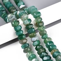 Brins de Perles d'Agate Naturelle, Teintées, Vert Mer Clair, Rondelle — Perles à bijoux