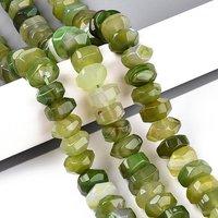 Brins de perles d'agate naturelle, teintées, facettées, rondelles, olive drab — Perles à bijoux