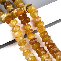 Brins de perles d'agate naturelle, teintées, facettées, rondelles, doré — Perles à bijoux