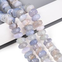 Brins de Perles en Agate Naturelle, Teintes Facettées Rondelle, Bleu Clair — Perles à bijoux