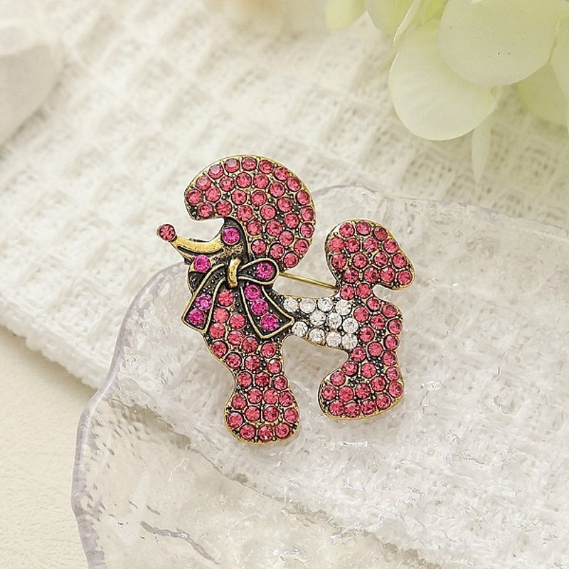 Broche Poodle en Rhinestones par Animal Alloy — Broches