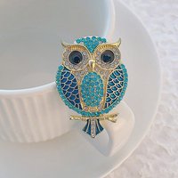 Broche en Rhinestones Hibou par Animal Alloy, 43.5x30.5mm