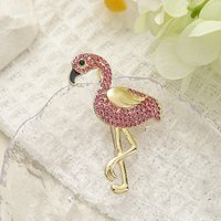 Broche en alliage d'animaux en forme de flamant rose pour vêtements
