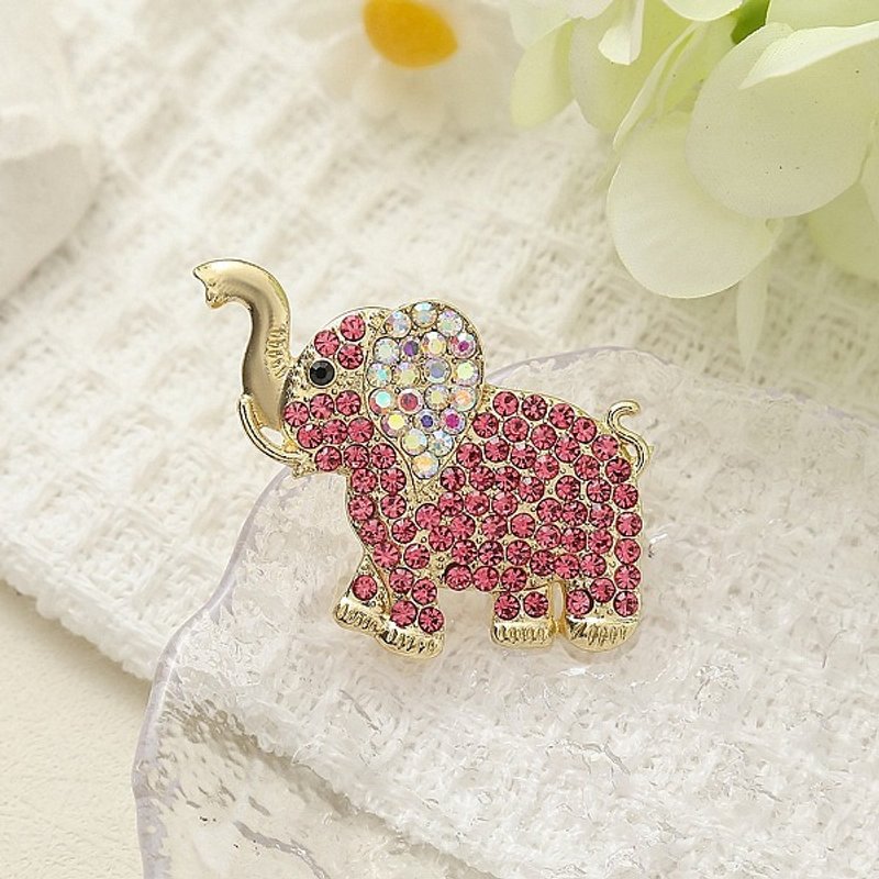 Broche Éléphant en Rhinestones par Animal Alloy — Broches