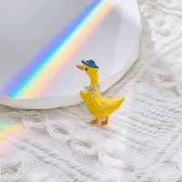 Enamel Duck Lapel Pin with Rhinestones for Backpack and Clothes