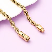 Collier en chaîne torsadée en acier inoxydable 304, plaqué or 18K, 19,21 po — Collier pendentif