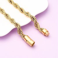 Collier en chaîne torsadée en acier inoxydable 304, plaqué or 18K, 19,09 po — Collier pendentif