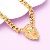 Collier en Acier Inoxydable 304 avec Pendentif Tête de Lion 23.90 pouces — Collier pendentif