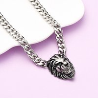 Collier en acier inoxydable 304 avec pendentif tête de lion 23,90 pouces — Collier pendentif
