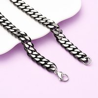 Collier en chaîne cubique en acier inoxydable 12MM, noir, 24.06 pouces