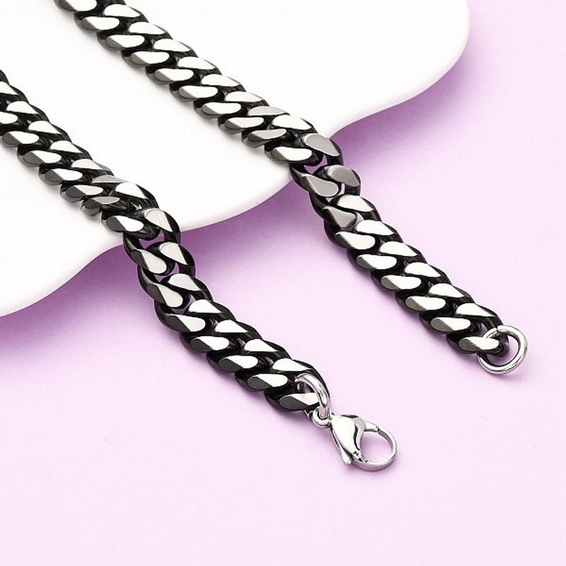 Collier en chaîne cubique en acier inoxydable 12MM, noir, 24.06 pouces — Collier pendentif