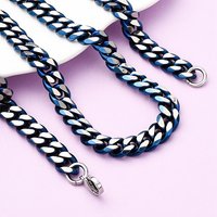 Collier en chaîne cubique 10MM en acier inoxydable 304, bleu et acier — Collier pendentif