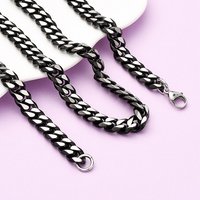 Collier en chaîne cubique de 10MM en acier inoxydable 304, noir, 24.02 pouces