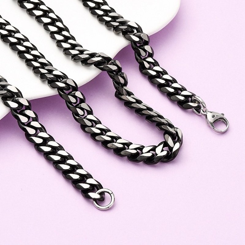 Collier en chaîne cubique de 10MM en acier inoxydable 304, noir, 24.02 pouces — Collier pendentif