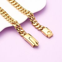 Chaîne en Acier Inoxydable Cubain de 12MM, Plaqué Or 18K, 23,90 po